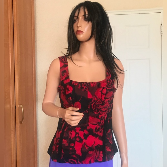 Cache black and rend print top in great condition. Stretchy on the sides. Size M - Picture 1 of 9